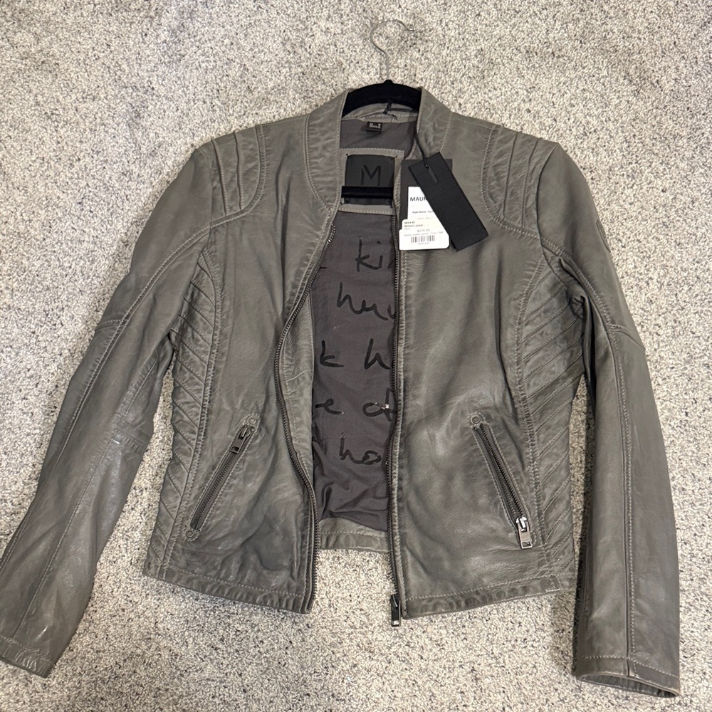 Women's Gray Leather Jacket